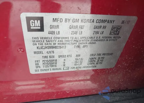 2017 Buick Encore Premium из США, поврежденный, VIN KL4CJHSM9HB226413